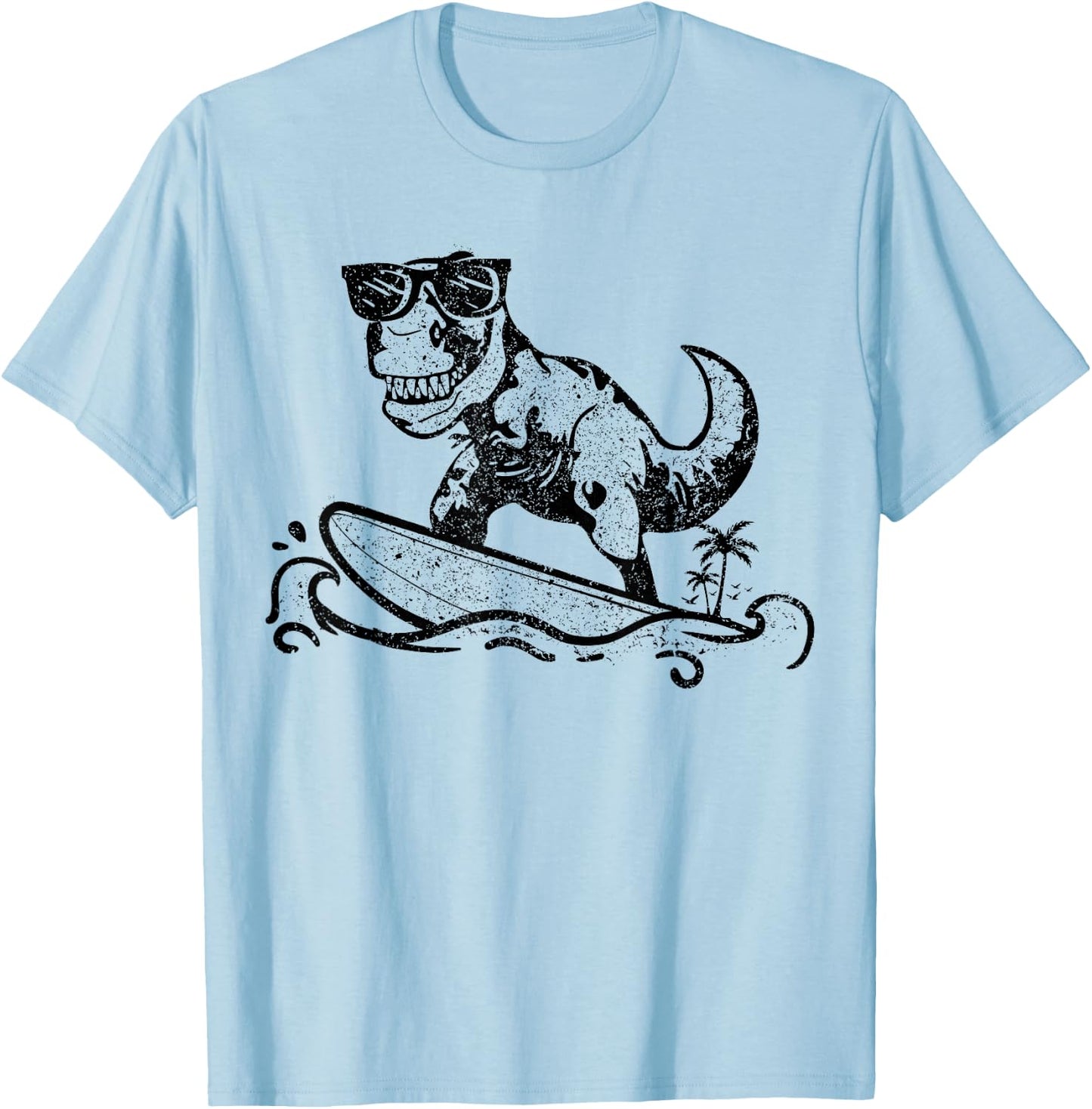 Funny Dinosaur Surfing Surf Surfer Hawaii T-Rex Dino Lover T-Shirt - T-Shirt | Light Blue