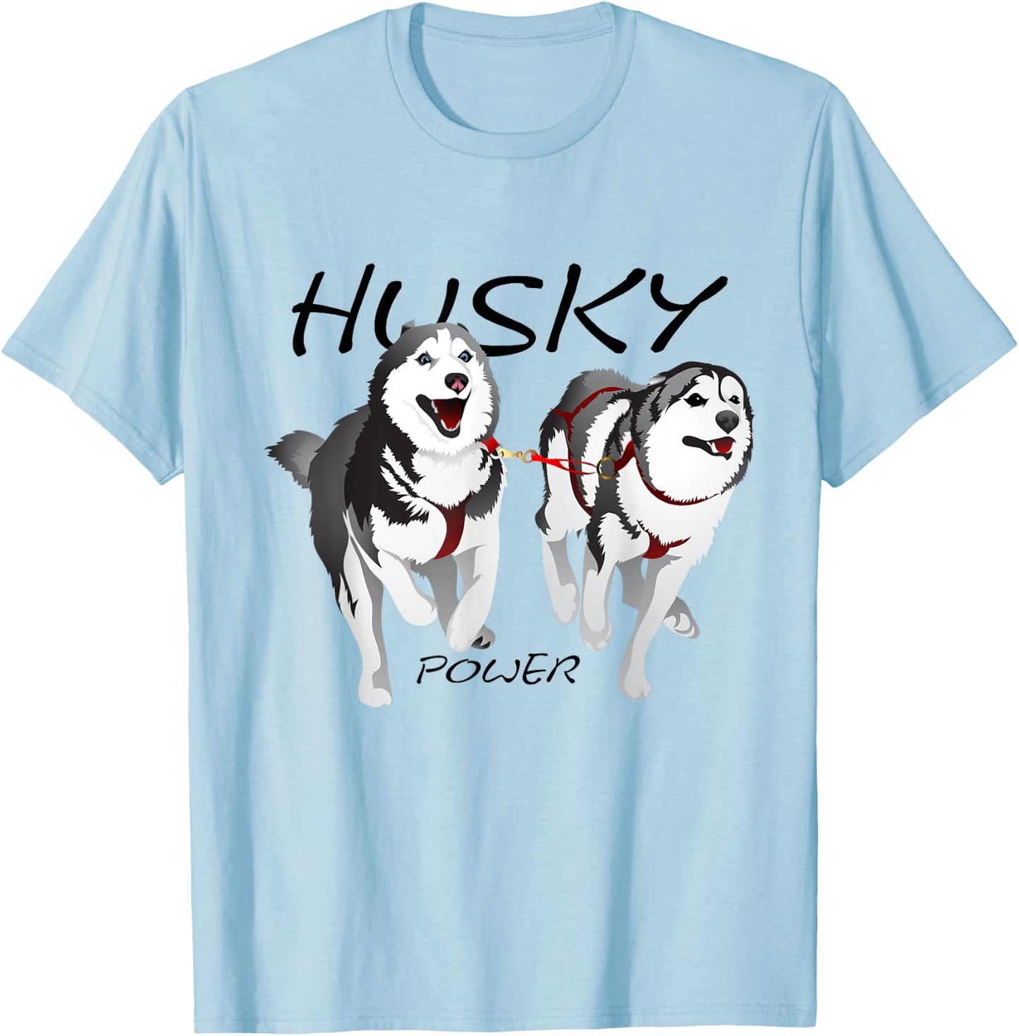 Husky Power Awesome Cute Husky Dog Men Women Girls Kids T-Shirt - T-Shirt | Light Blue