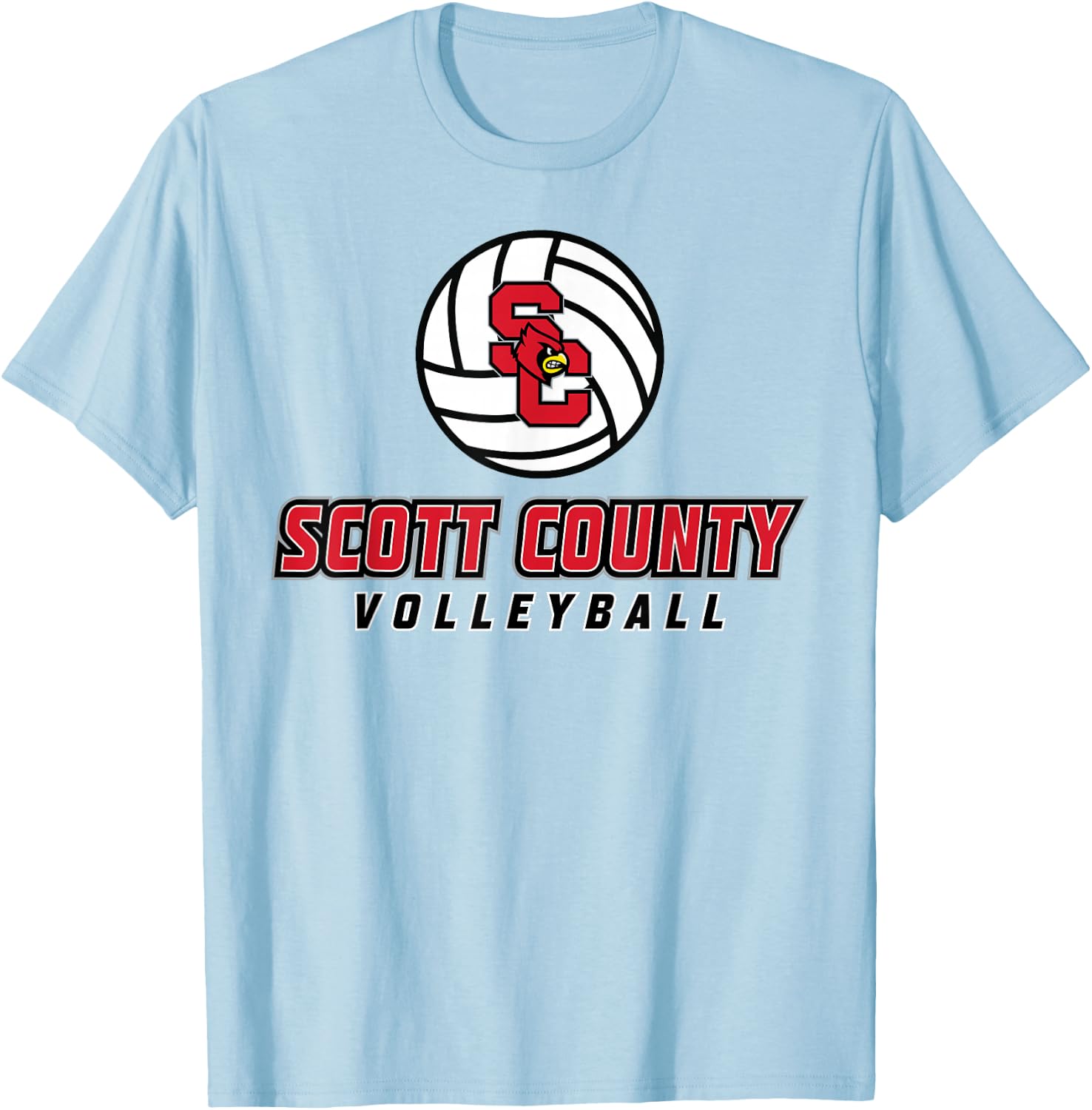 Scott County High School Cardinals Volleyball T-Shirt - T-Shirt | Light Blue