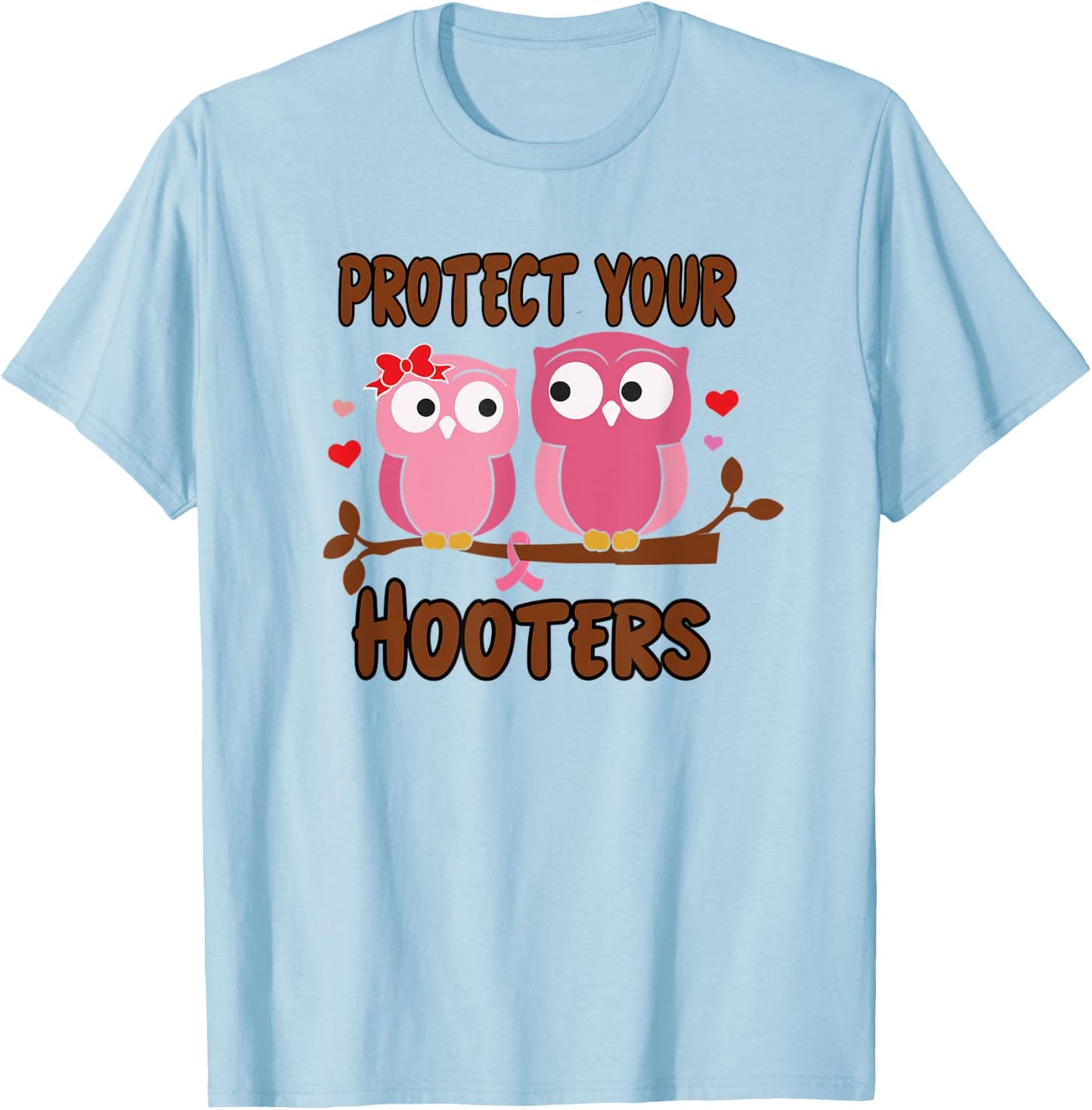 Breast Cancer Protect Hooters Support Awareness Women T-Shirt - T-Shirt | Light Blue