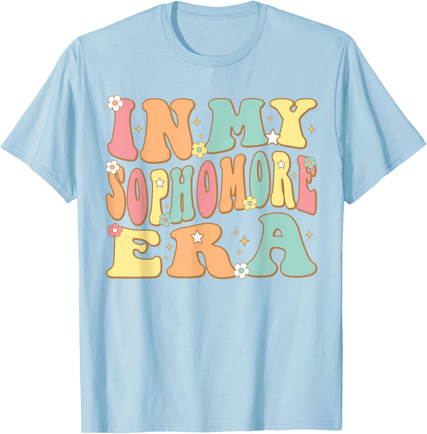 In My Sophomore Era Groovy School 10th Grade Student Girl T-Shirt - T-Shirt | Light Blue