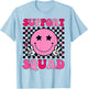 Retro Groovy Support Squad Breast Cancer Awareness T-Shirt - T-Shirt | Light Blue