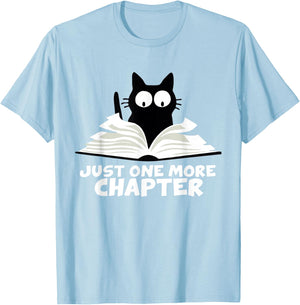 Just One More Chapter Cat Funny Love Cat Black Book T-Shirt - T-Shirt | Light Blue