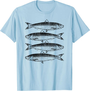 Canned Sardines Lover Gift Vintage Sardine Fish T-Shirt - T-Shirt | Light Blue