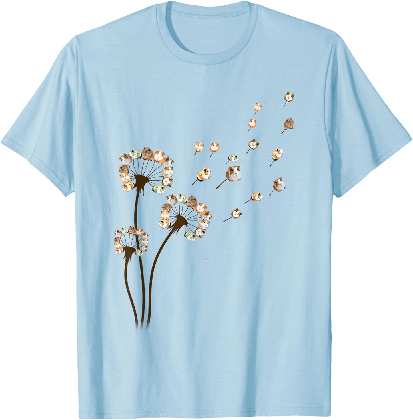 Flower Guinea Pig Dandelion Funny Animal Lovers Cute T-Shirt - T-Shirt | Light Blue