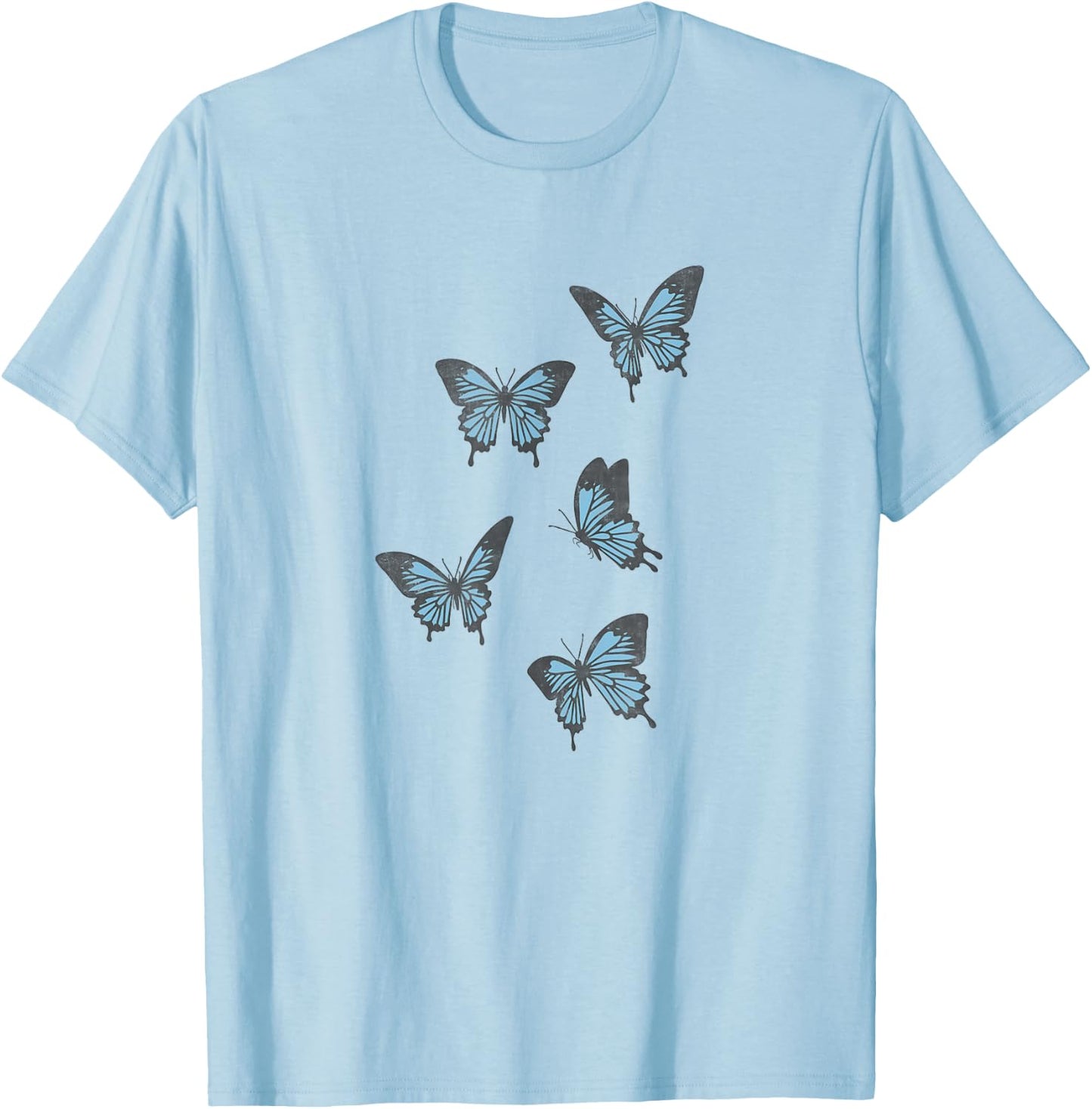 Fifth Sun Blue Butterflies Portraits T-Shirt - T-Shirt | Light Blue
