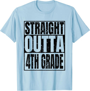 Straight Outta 4th Grade Graduation 2025 Degree Class Gifts T-Shirt - T-Shirt | Light Blue