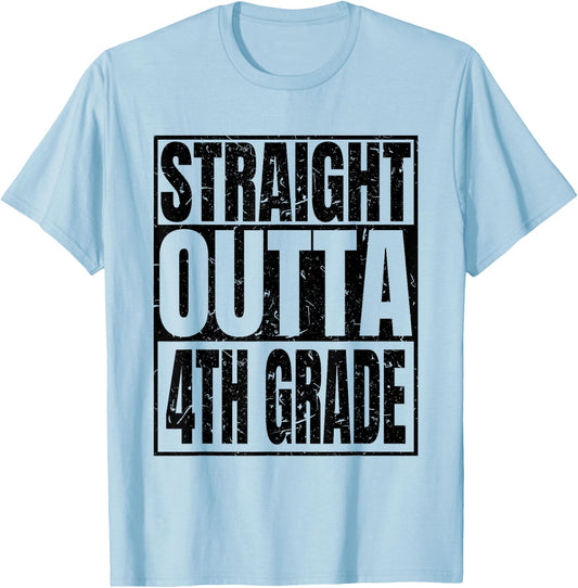 Straight Outta 4th Grade Graduation 2025 Degree Class Gifts T-Shirt - T-Shirt | Light Blue