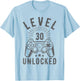 Level 30 Unlocked Funny Gamer 30th Birthday Vintage 30 Years T-Shirt - T-Shirt | Light Blue