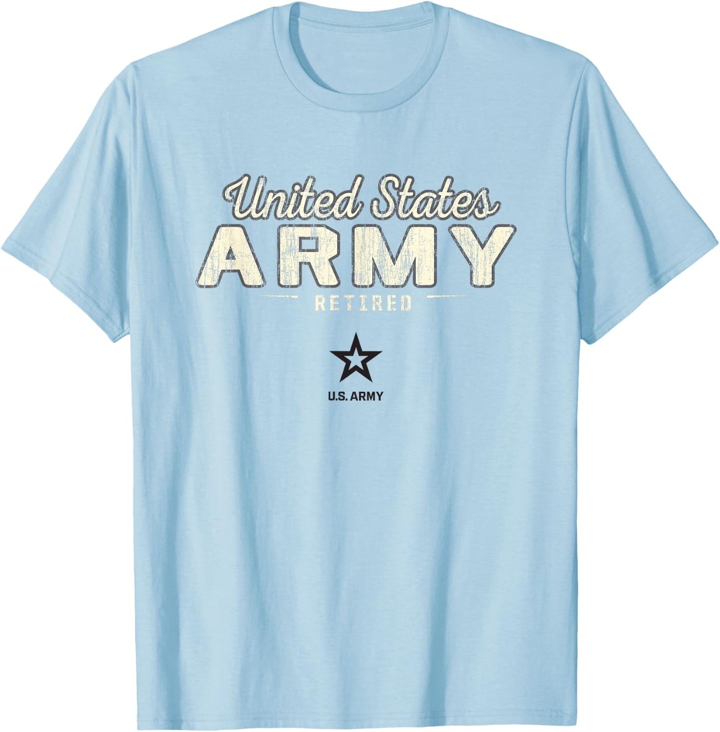 United States Army Military Retired Vintage Gray T-Shirt - T-Shirt | Light Blue