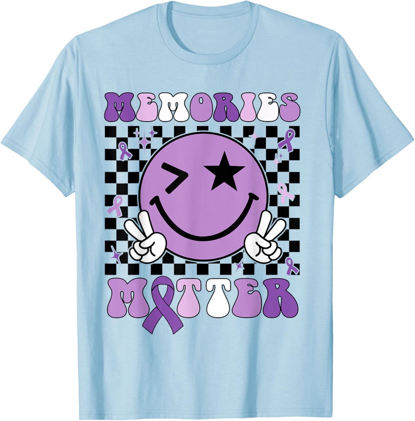Memories Matter ALZ Purple Funny Meme Alzheimer's Awareness T-Shirt - T-Shirt | Light Blue