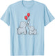 Elephant Happy Family Doodle Balloons Wildlife Cute T-Shirt - T-Shirt | Light Blue
