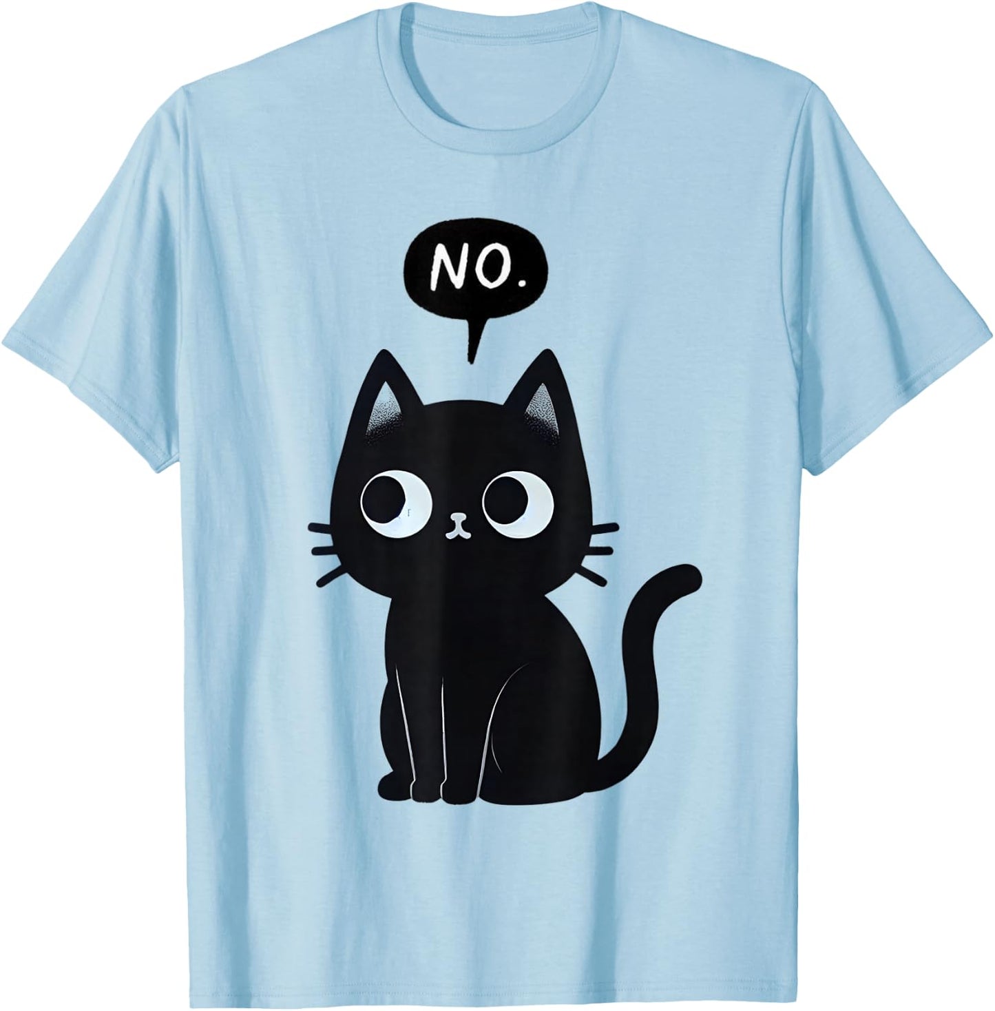 Cat Says No Funny Black Cat T-Shirt - T-Shirt | Light Blue