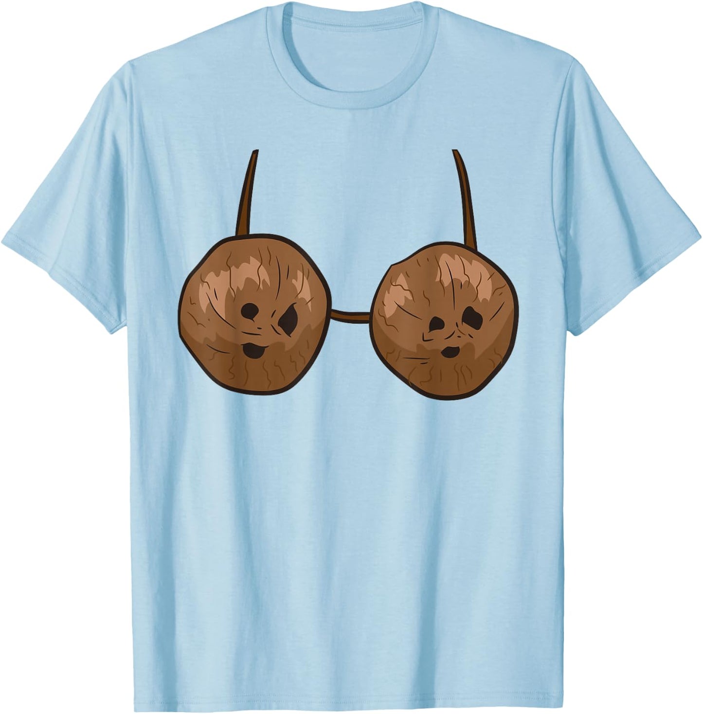 Funny Coconut Summer Coconuts Bra Funny Halloween Costume Women T-Shirt - T-Shirt | Light Blue