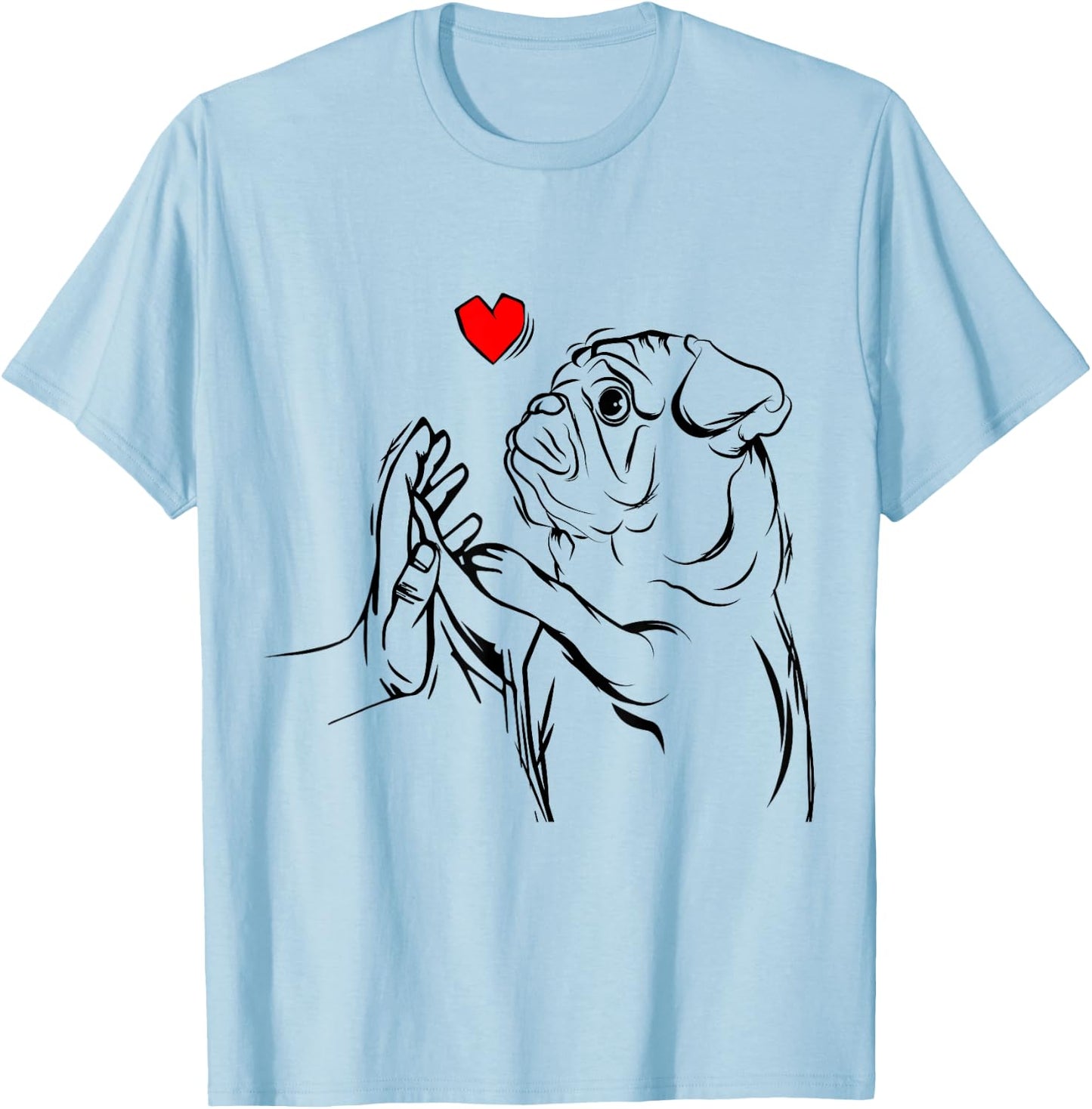 Pug Love Dog Holder Woman Gift T-Shirt - T-Shirt | Light Blue