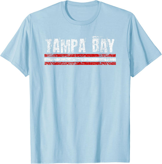Tampa Bay Florida Retro Vintage Weathered Throwback T-Shirt - T-Shirt | Light Blue