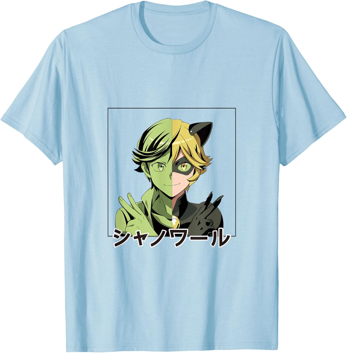 Miraculous Ladybug Manga Cat Noir T-Shirt - T-Shirt | Light Blue