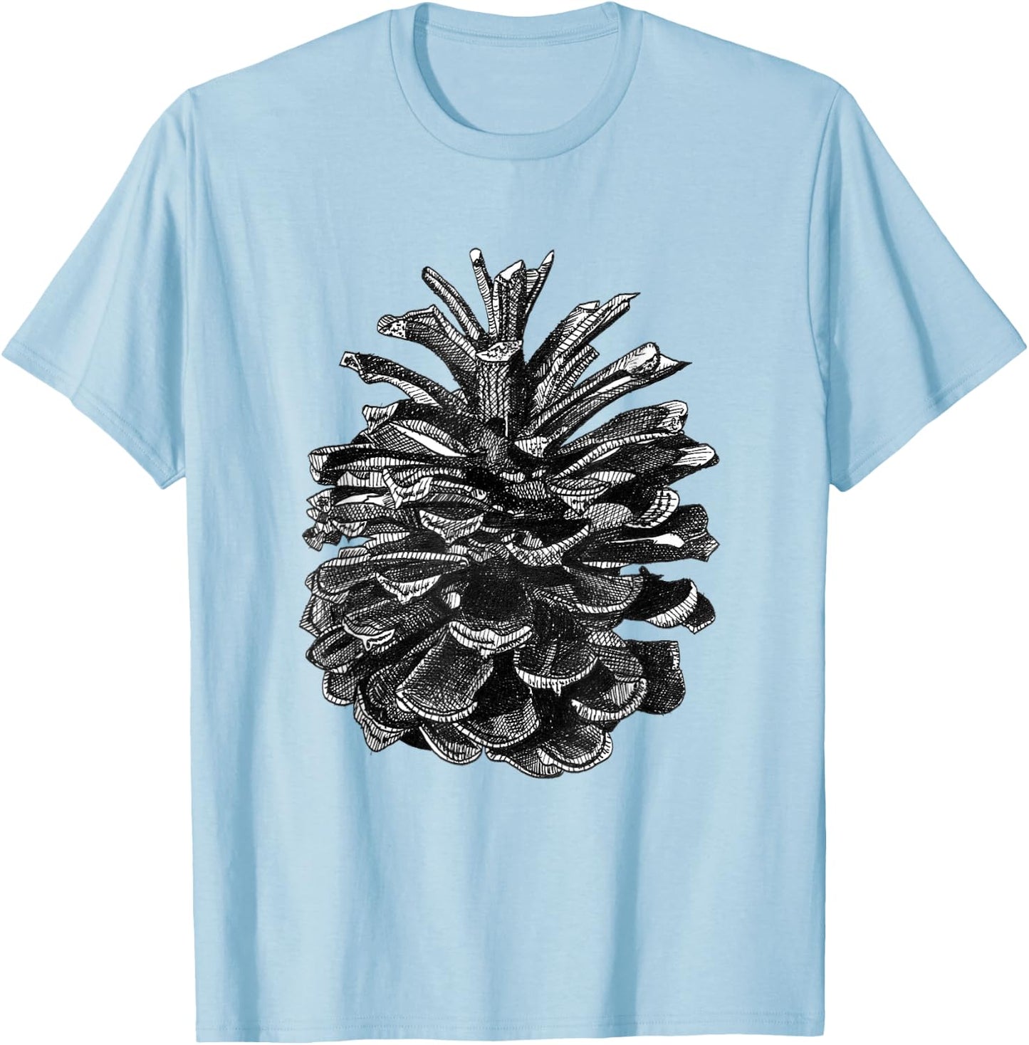 Conifer Pine Cone Woodland Walk Drawing T-Shirt - T-Shirt | Light Blue
