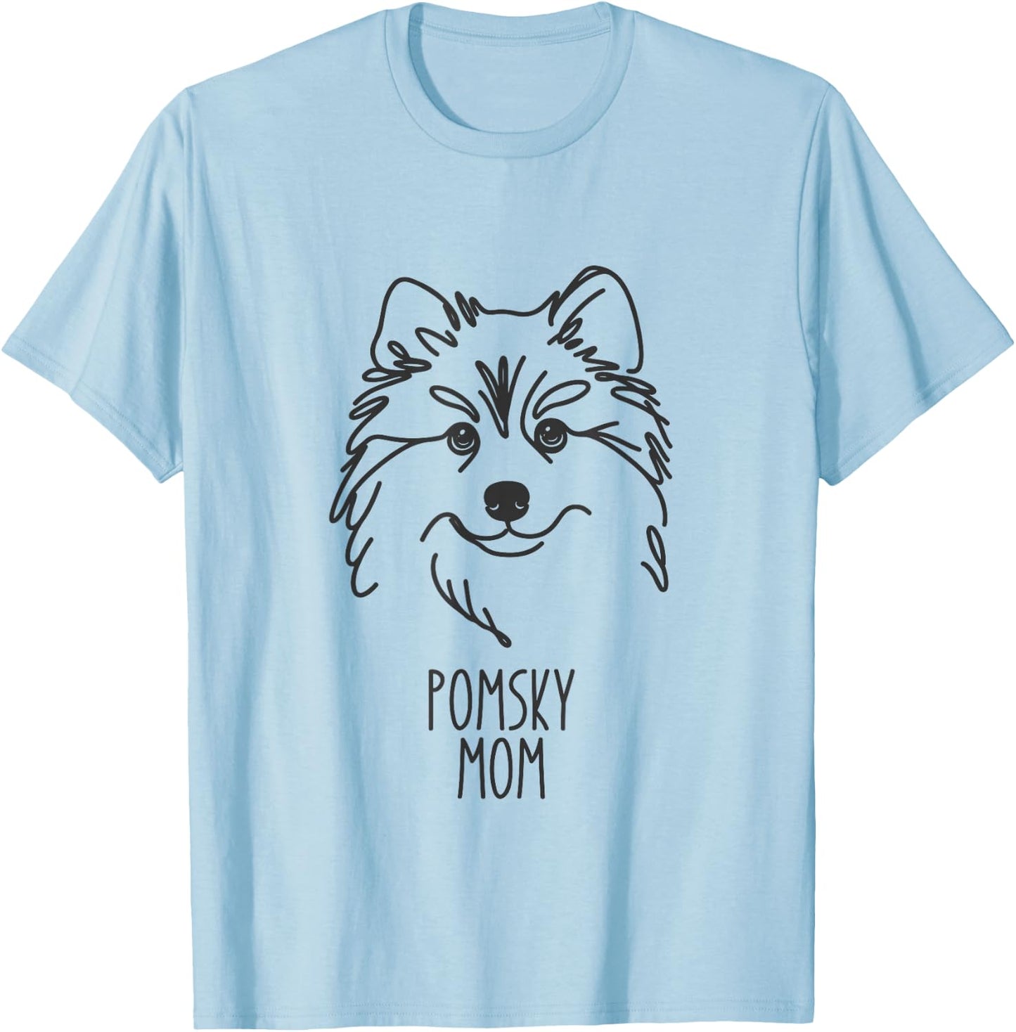 Line Art Best Dog Mom Women - Pomsky T-Shirt - T-Shirt | Light Blue