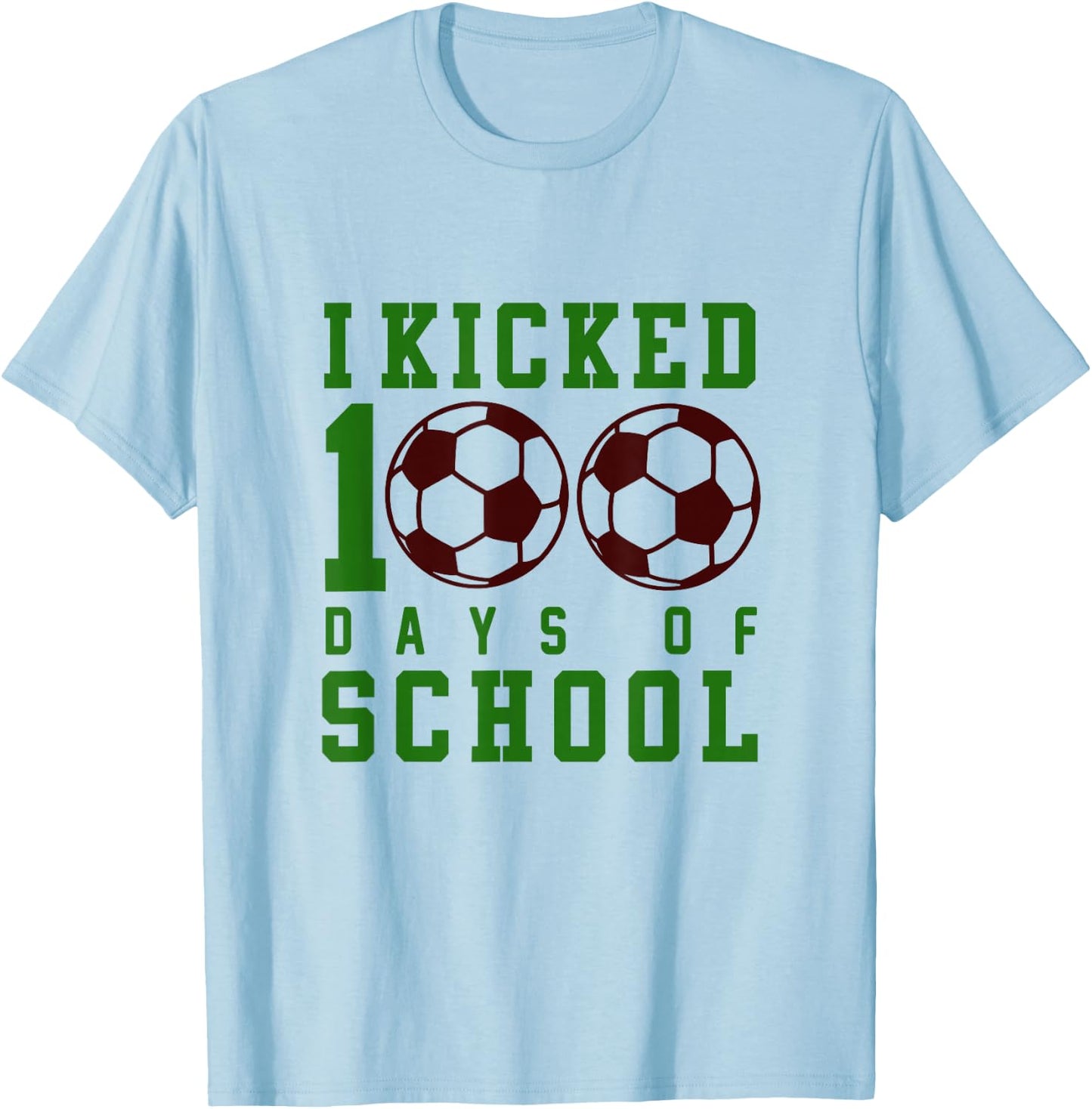 Happy 100 Days of School 100th Day Boys Girls Kids Soccer T-Shirt - T-Shirt | Light Blue