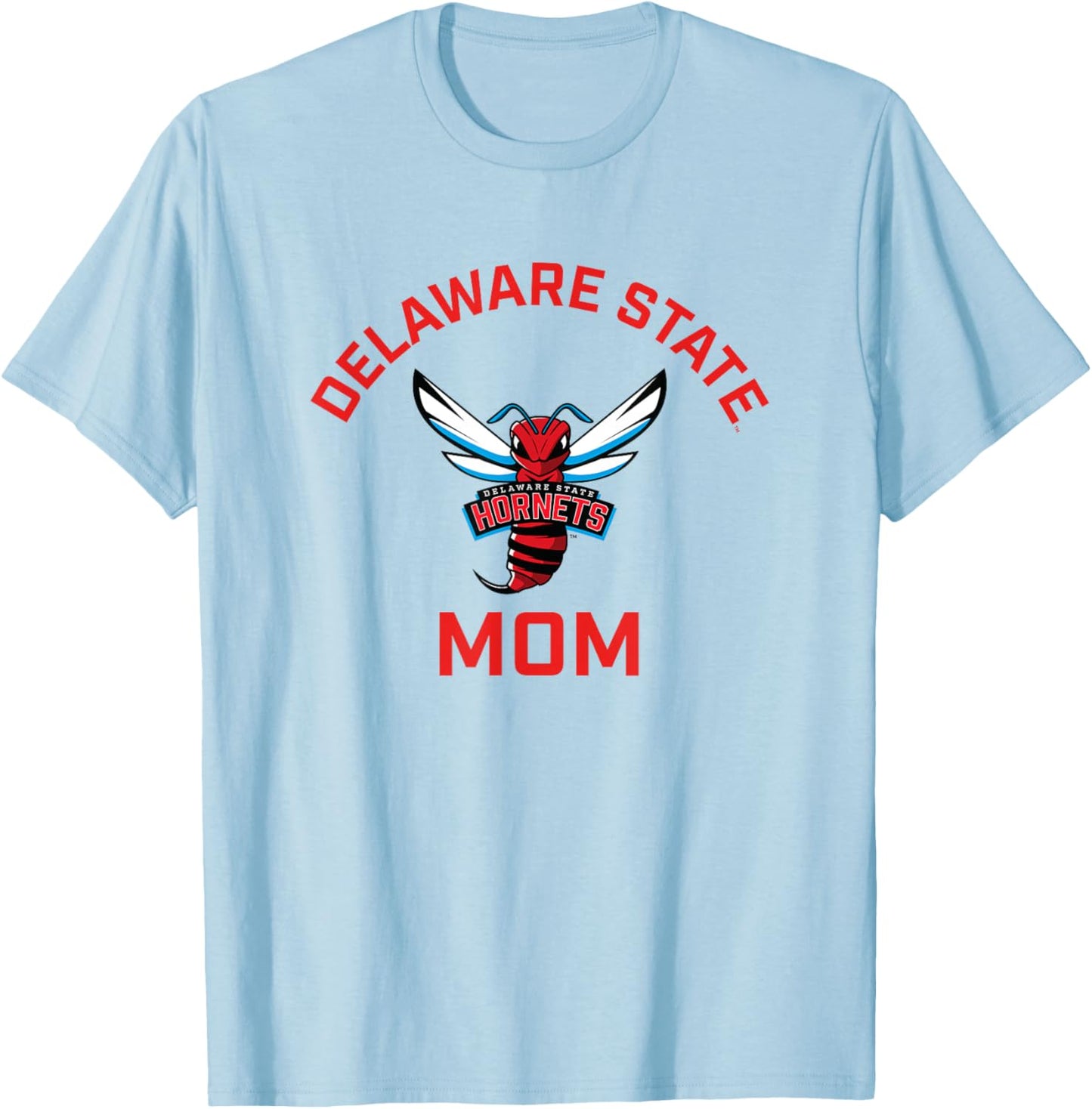 Delaware State University DSU Hornets Arched Mom T-Shirt - T-Shirt | Light Blue
