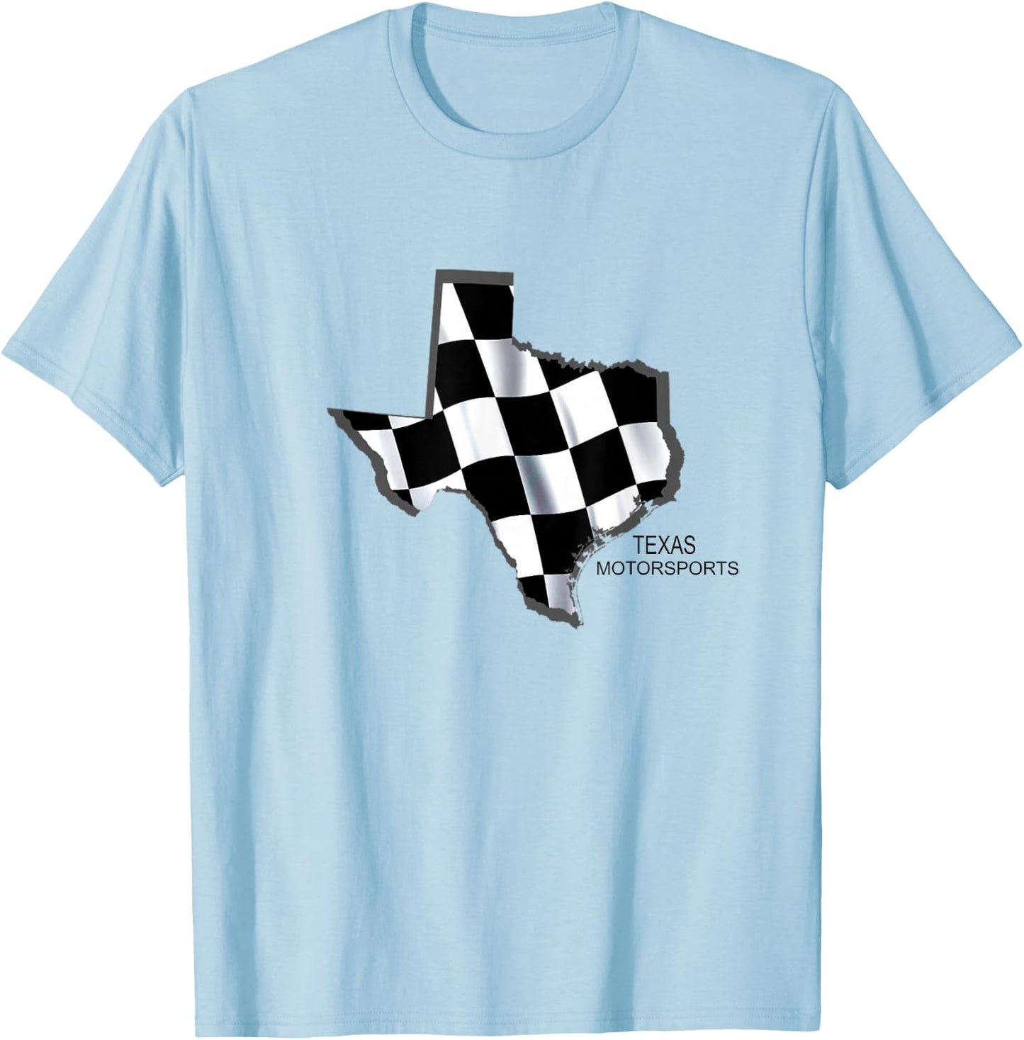 Texas Racing Speedway Checkered Race Flag T-Shirt - T-Shirt | Light Blue