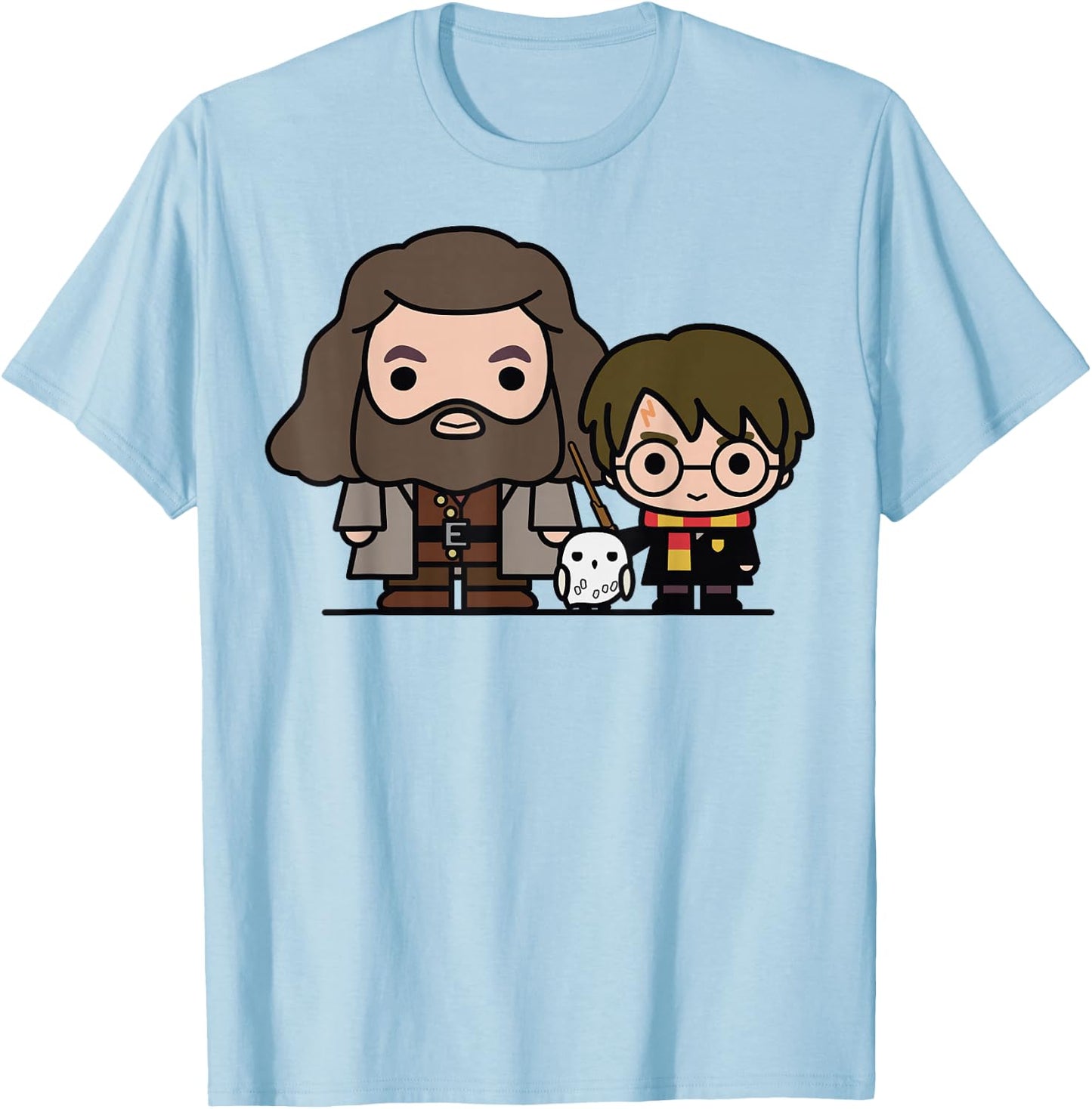 Harry Potter Hagrid Hedwig And Harry Cute Cartoon T-Shirt - T-Shirt | Light Blue
