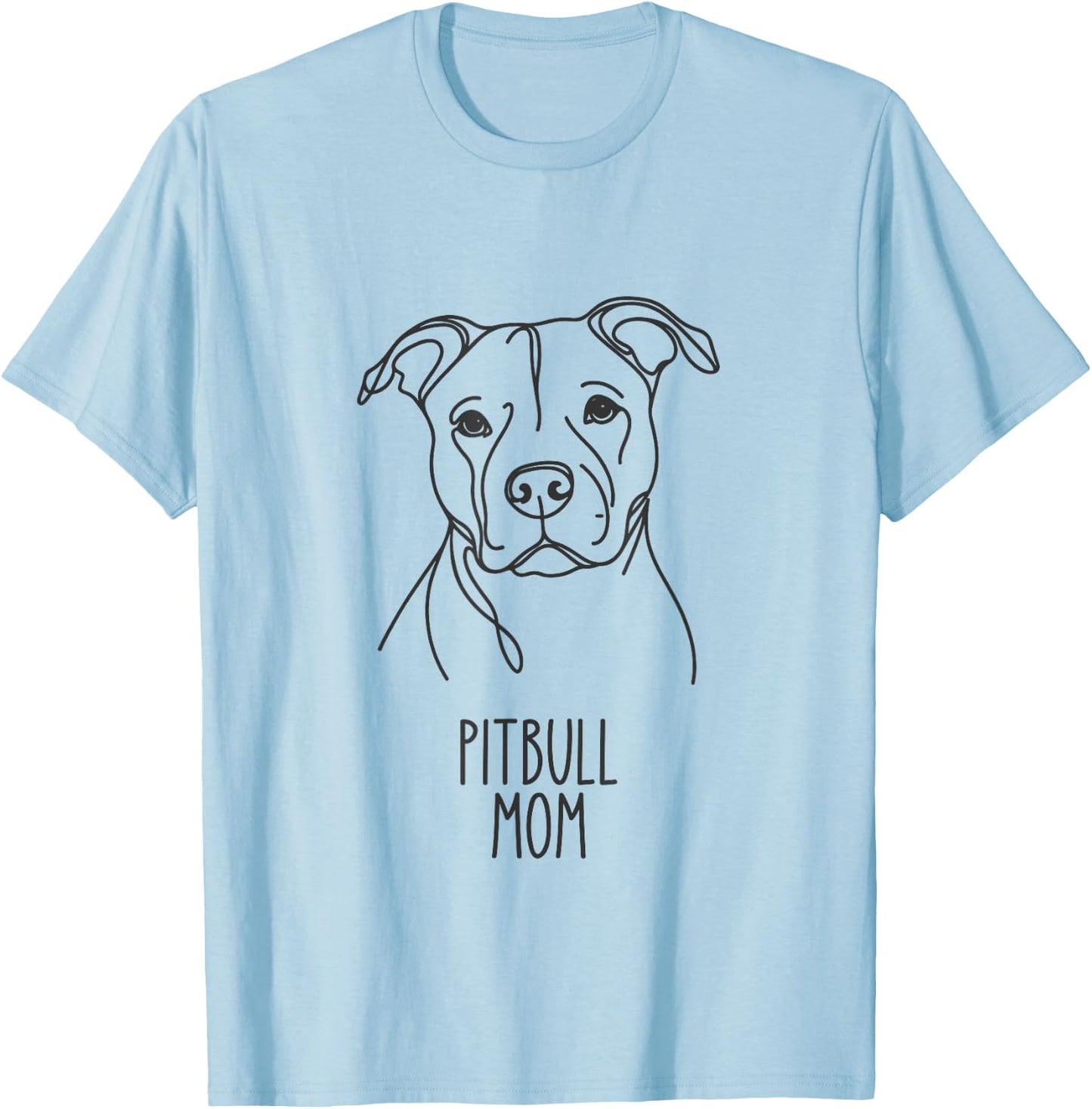 Line Art Best Dog Mom Women - Pitbull T-Shirt - T-Shirt | Light Blue