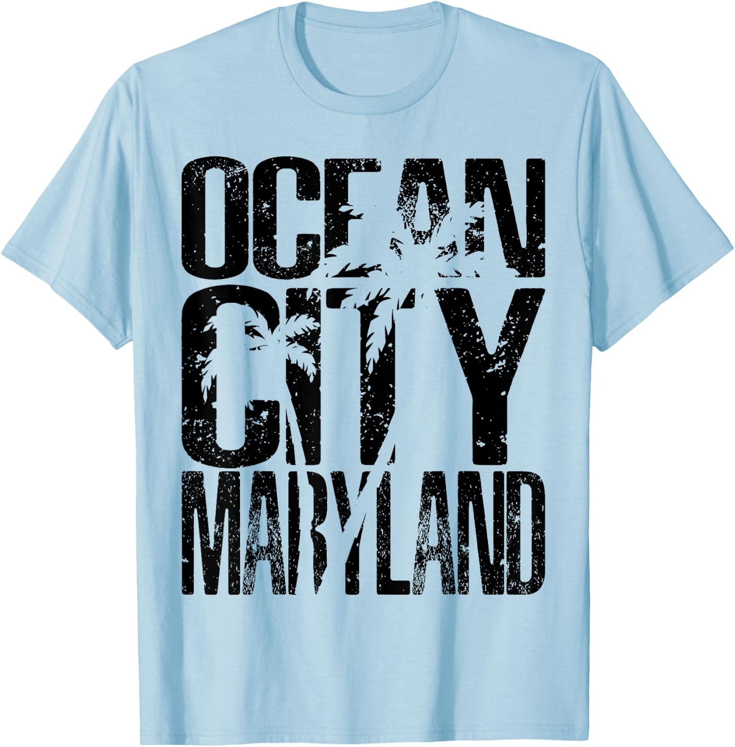 OCMD Ocean City Maryland retro vintage palm tree T-Shirt - T-Shirt | Light Blue
