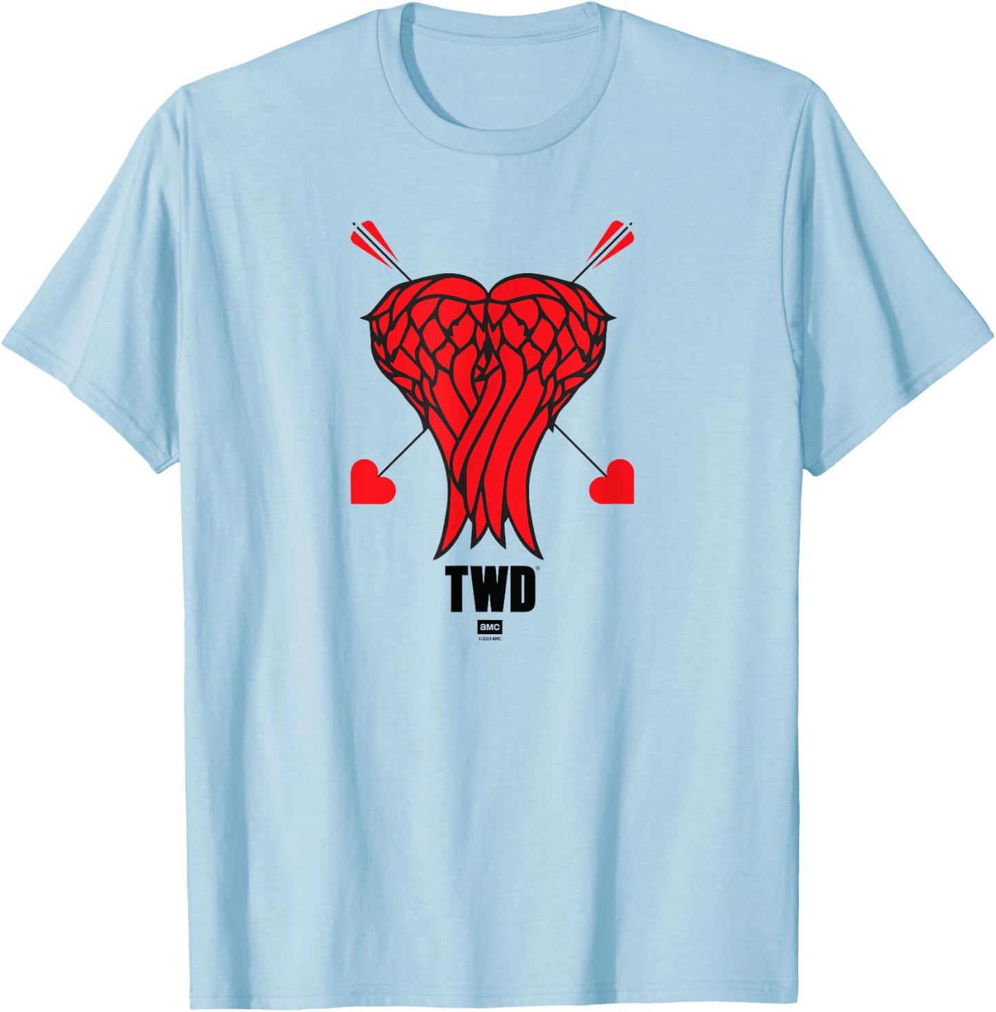 The Walking Dead Daryl Heart Wings T-Shirt - T-Shirt | Light Blue