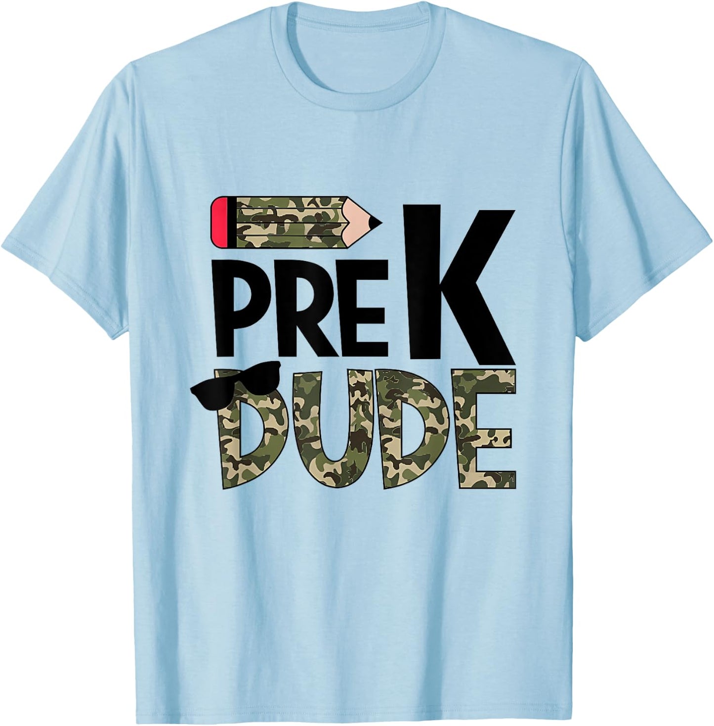 Back To School Pre-K Dude Camouflage Funny Teacher Kid T-Shirt - T-Shirt | Light Blue