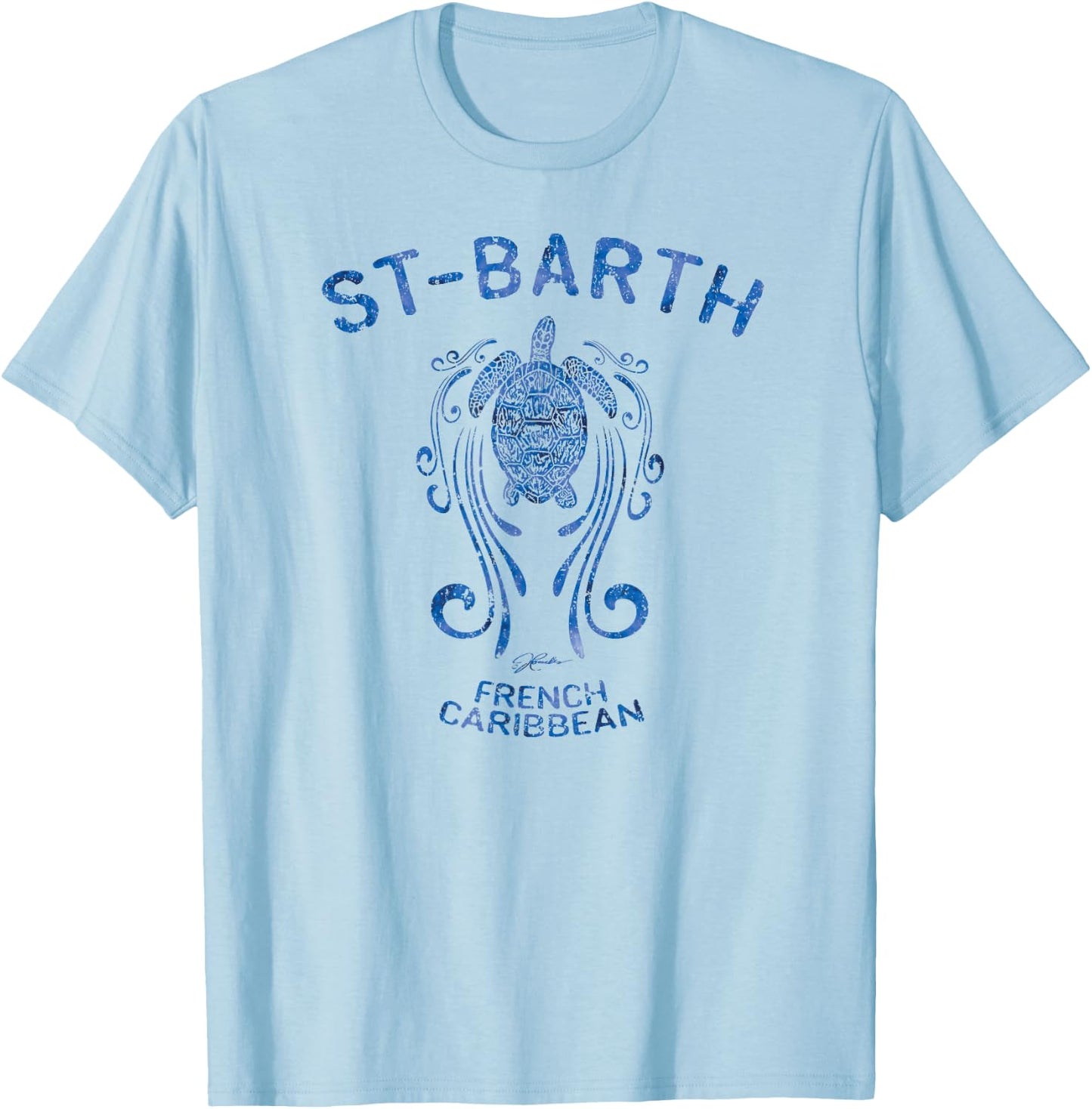 JCombs: St-Barth, Sea Turtle in the Slipstream T-Shirt - T-Shirt | Light Blue