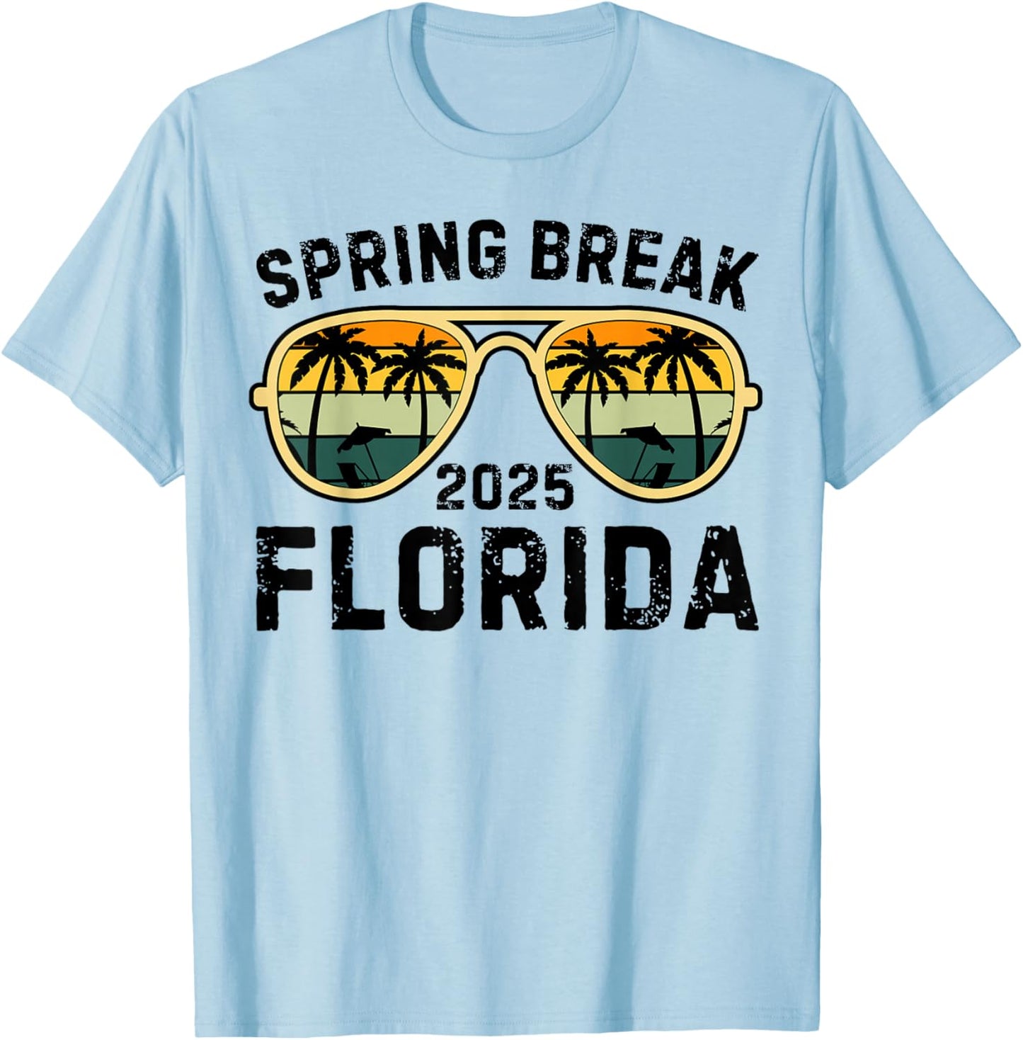 Spring Break Florida 2025 Family Vacation Matching Retro T-Shirt - T-Shirt | Light Blue