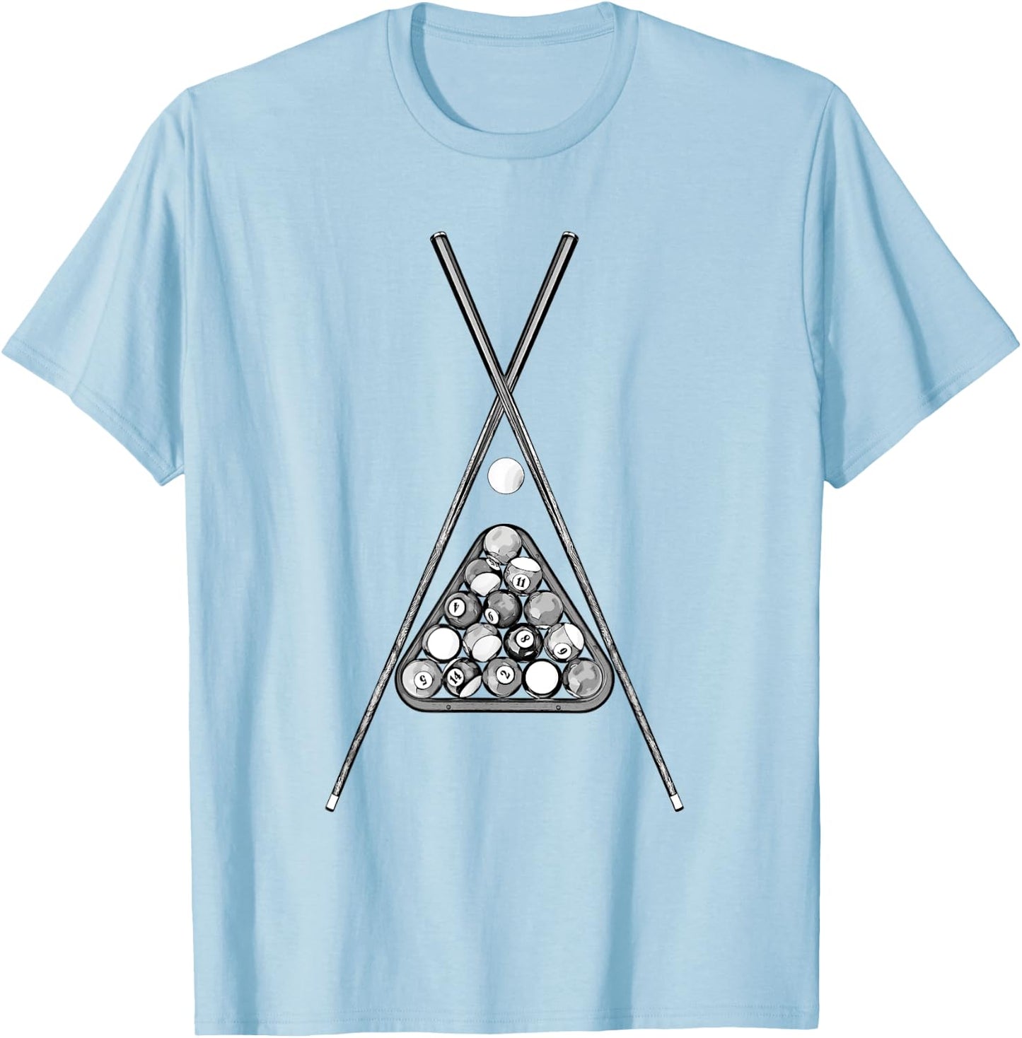 For Pool Player With Cue Ball Rack & Sticks Billiards T-Shirt - T-Shirt | Light Blue