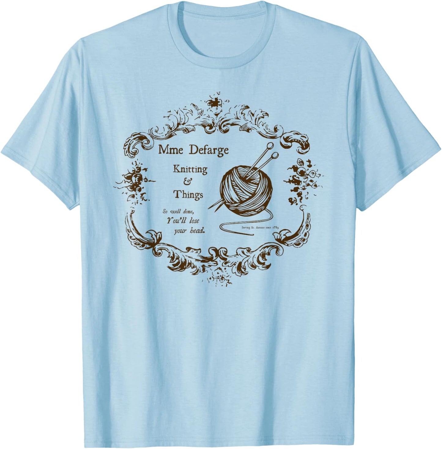 Madame Defarge's Knitting T-Shirt - T-Shirt | Light Blue