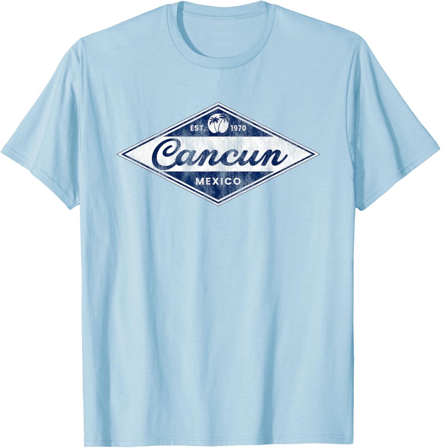 Vintage Cancun Palm Trees retro 70s Surfer Mexican Vacation T-Shirt - T-Shirt | Light Blue