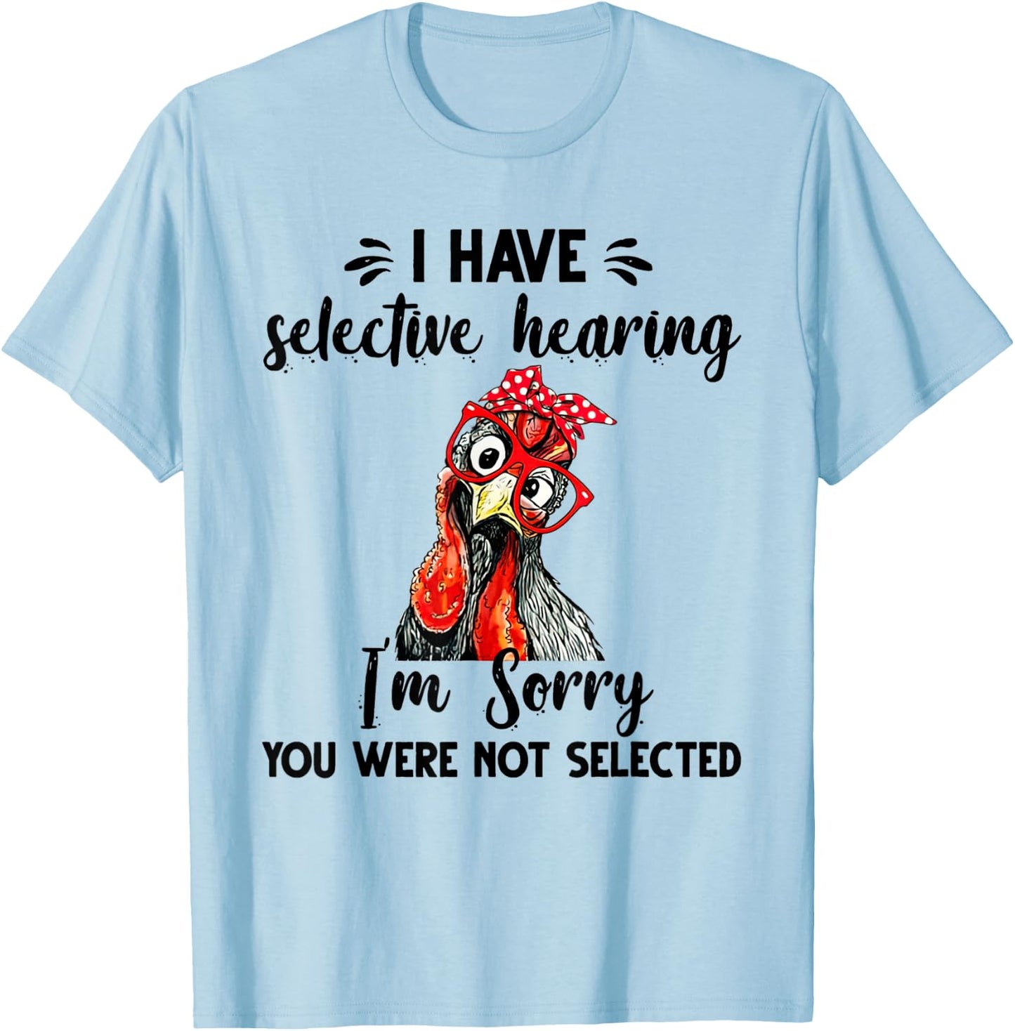 cute Women Chicken With Bandana Headband and Glasses T-Shirt - T-Shirt | Light Blue