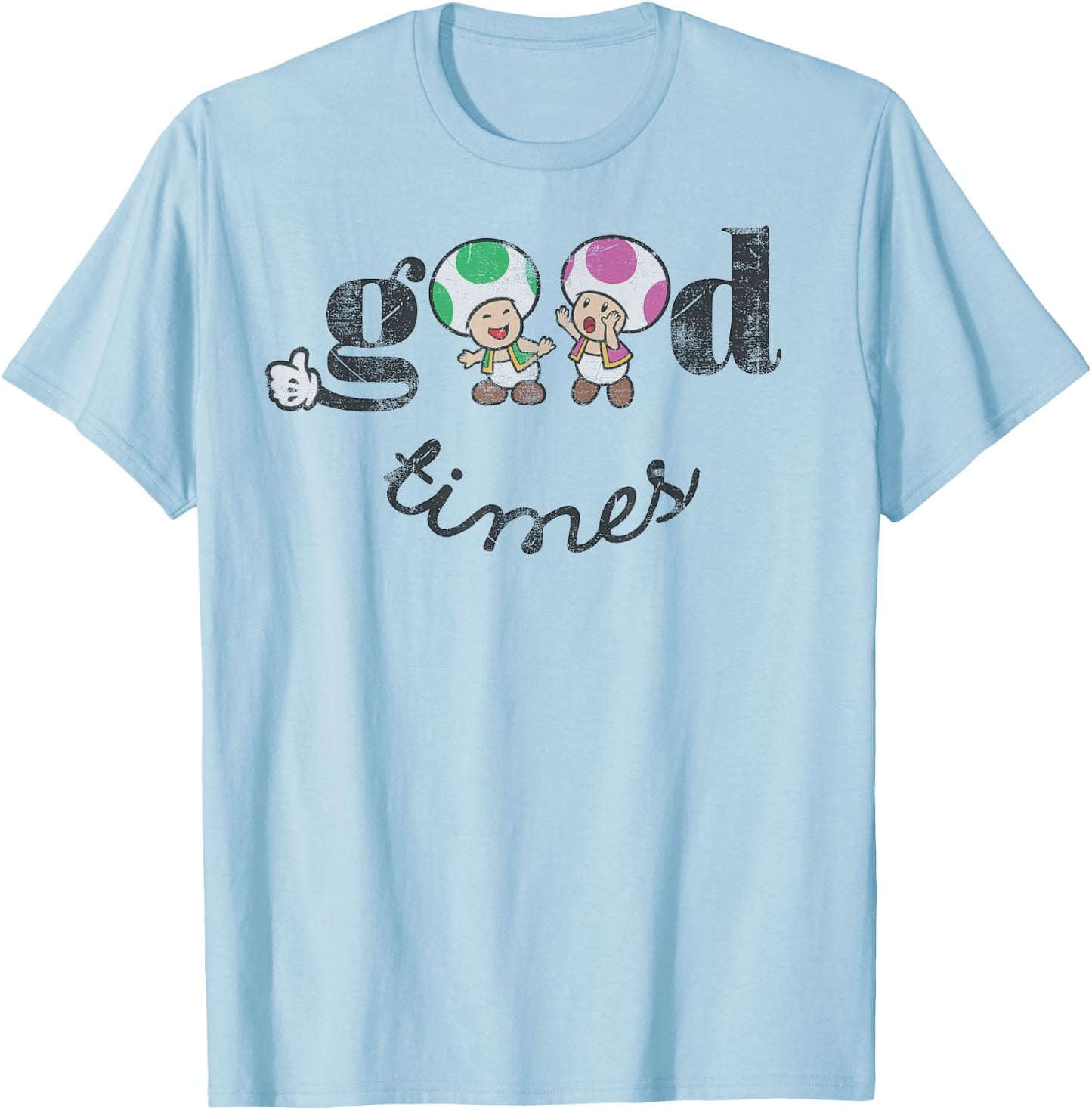 Super Mario Toad & Toadette Good Times T-Shirt - T-Shirt | Light Blue