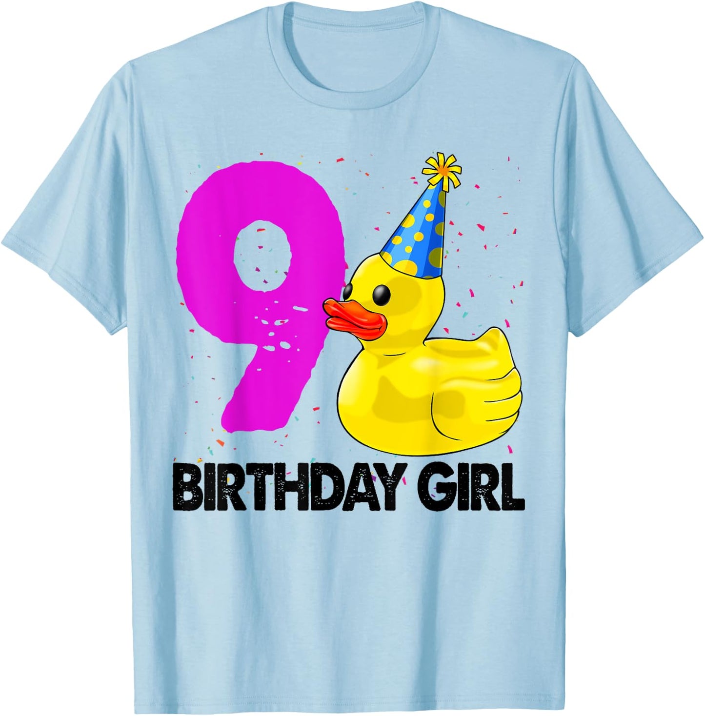Funny Birthday Girl 9 Duck Shirt Women Duck Lovers T-Shirt - T-Shirt | Light Blue