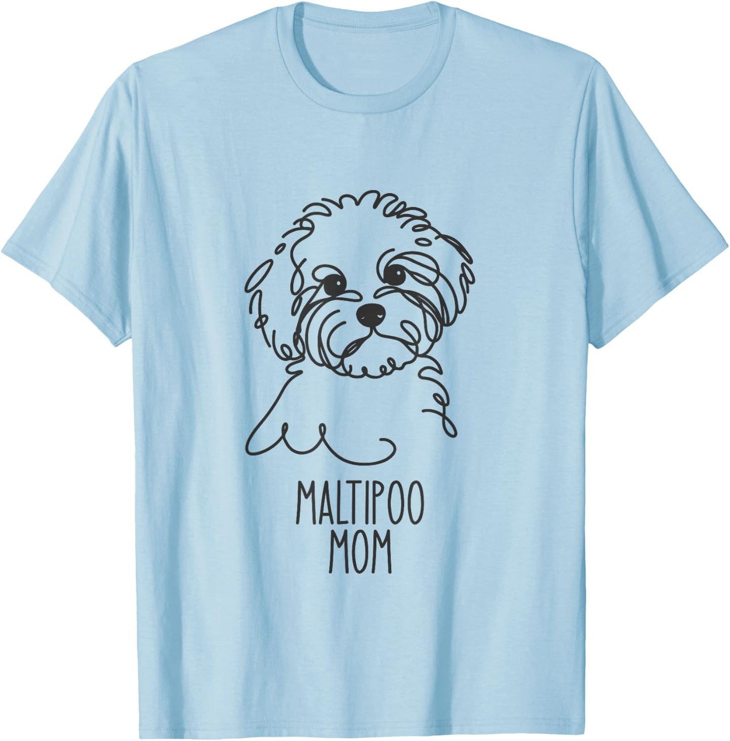 Line Art Best Dog Mom Women - Maltipoo T-Shirt - T-Shirt | Light Blue