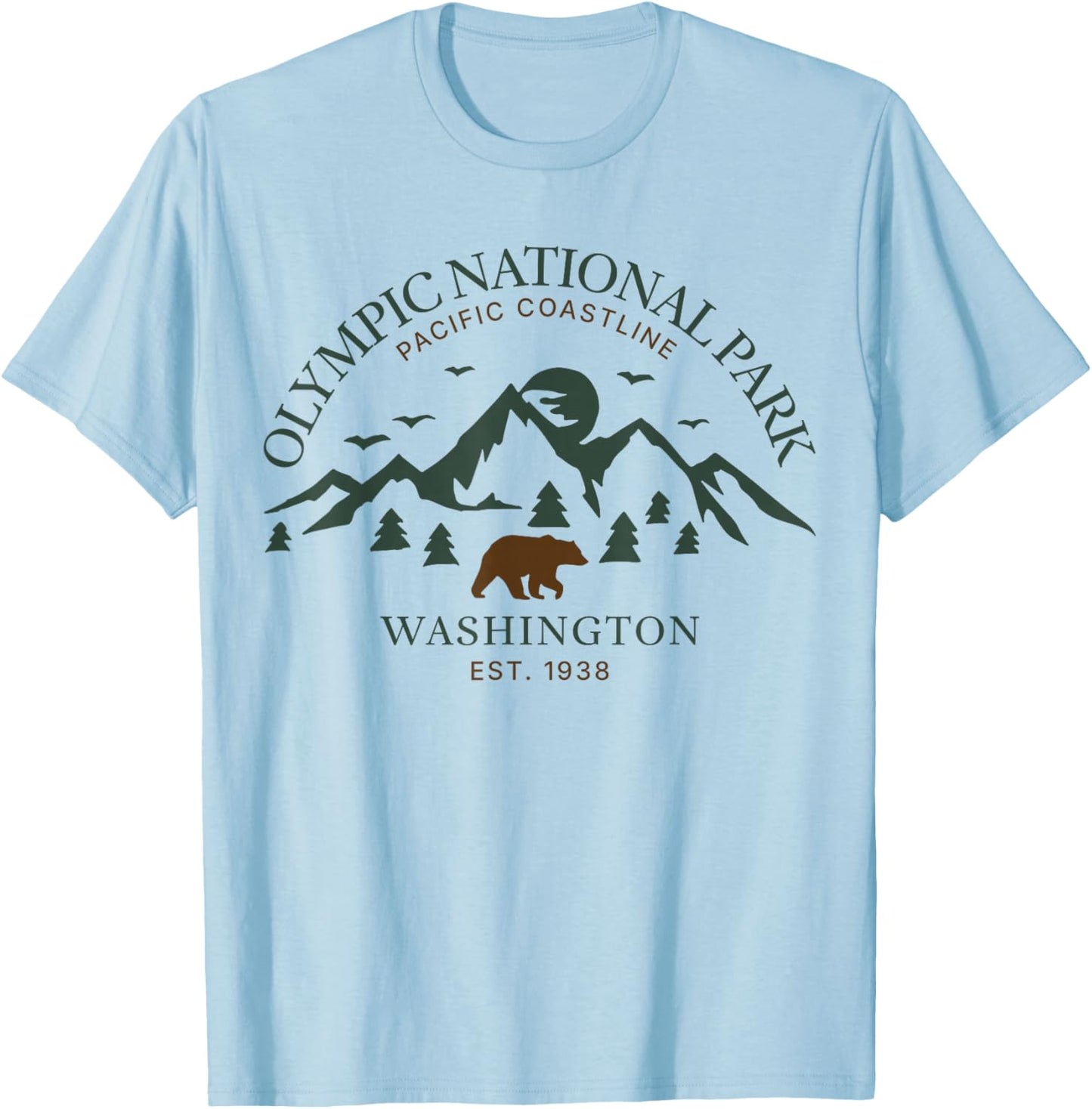 Olympic National Park Washington Mountains T-Shirt - T-Shirt | Light Blue
