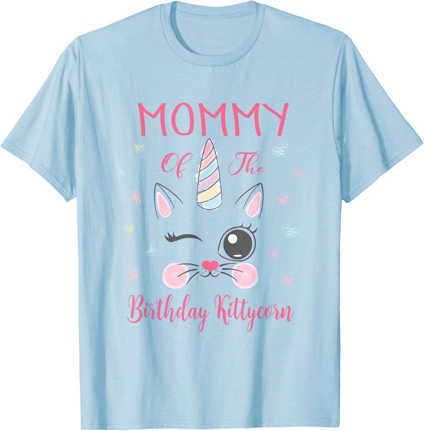 Mommy Of The Birthday Kittycorn Princess Girl Party T-Shirt - T-Shirt | Light Blue