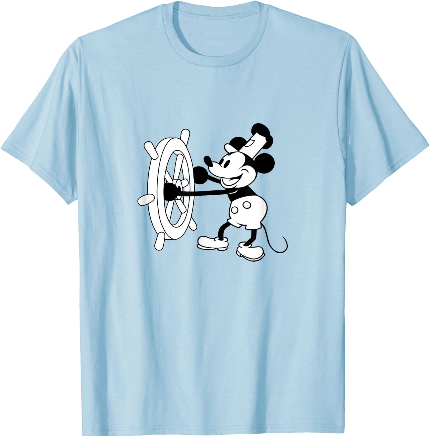 VarieTees Steamboat Willie - All Time Classic Mickey Cartoon , Small T-Shirt - T-Shirt | Light Blue