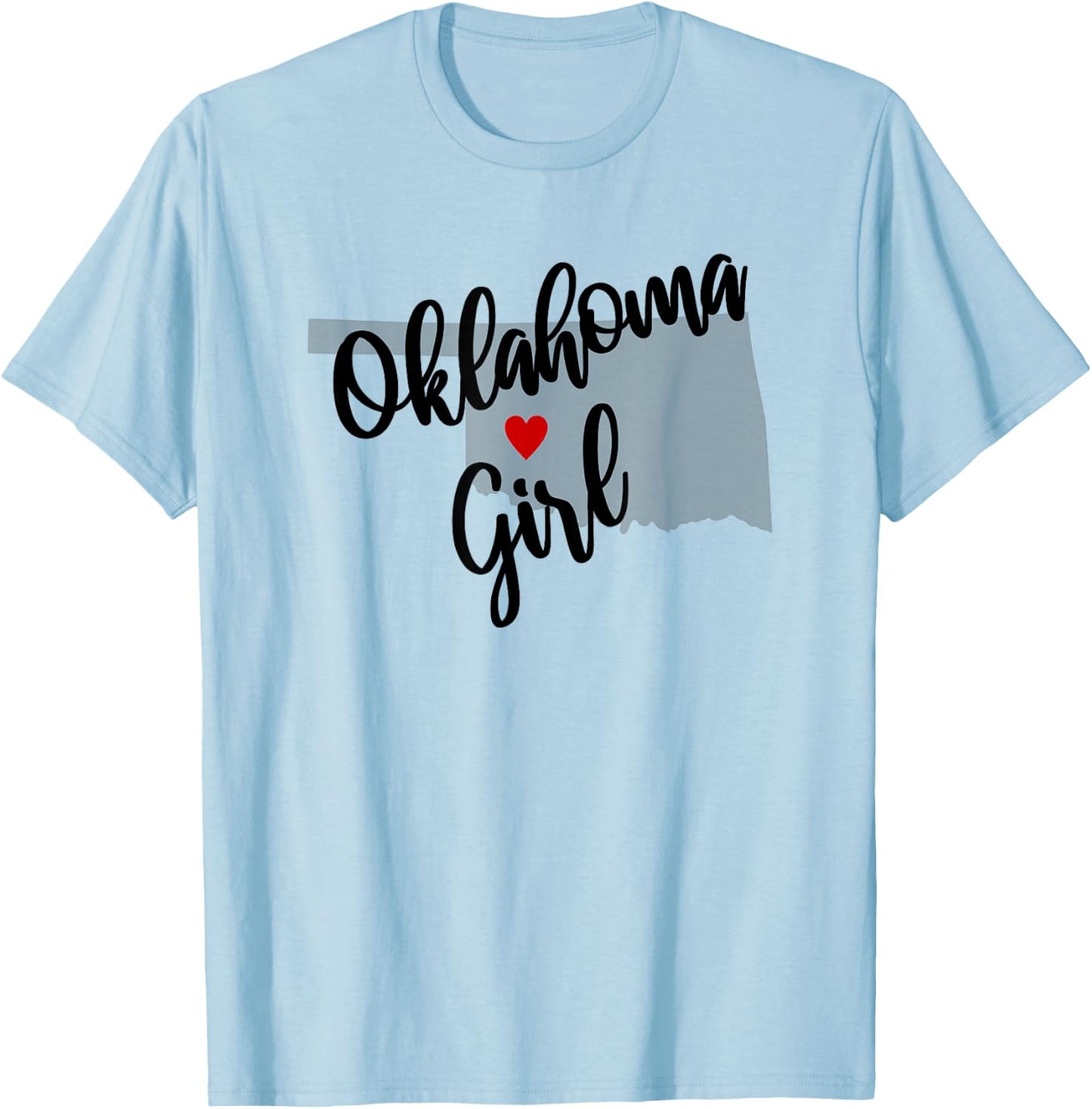 Oklahoma Girl Home State Cute Heart T-Shirt - T-Shirt | Light Blue
