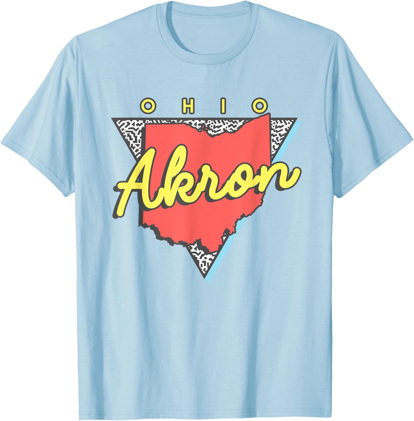 Akron Ohio Retro Triangle OH City T-Shirt - T-Shirt | Light Blue