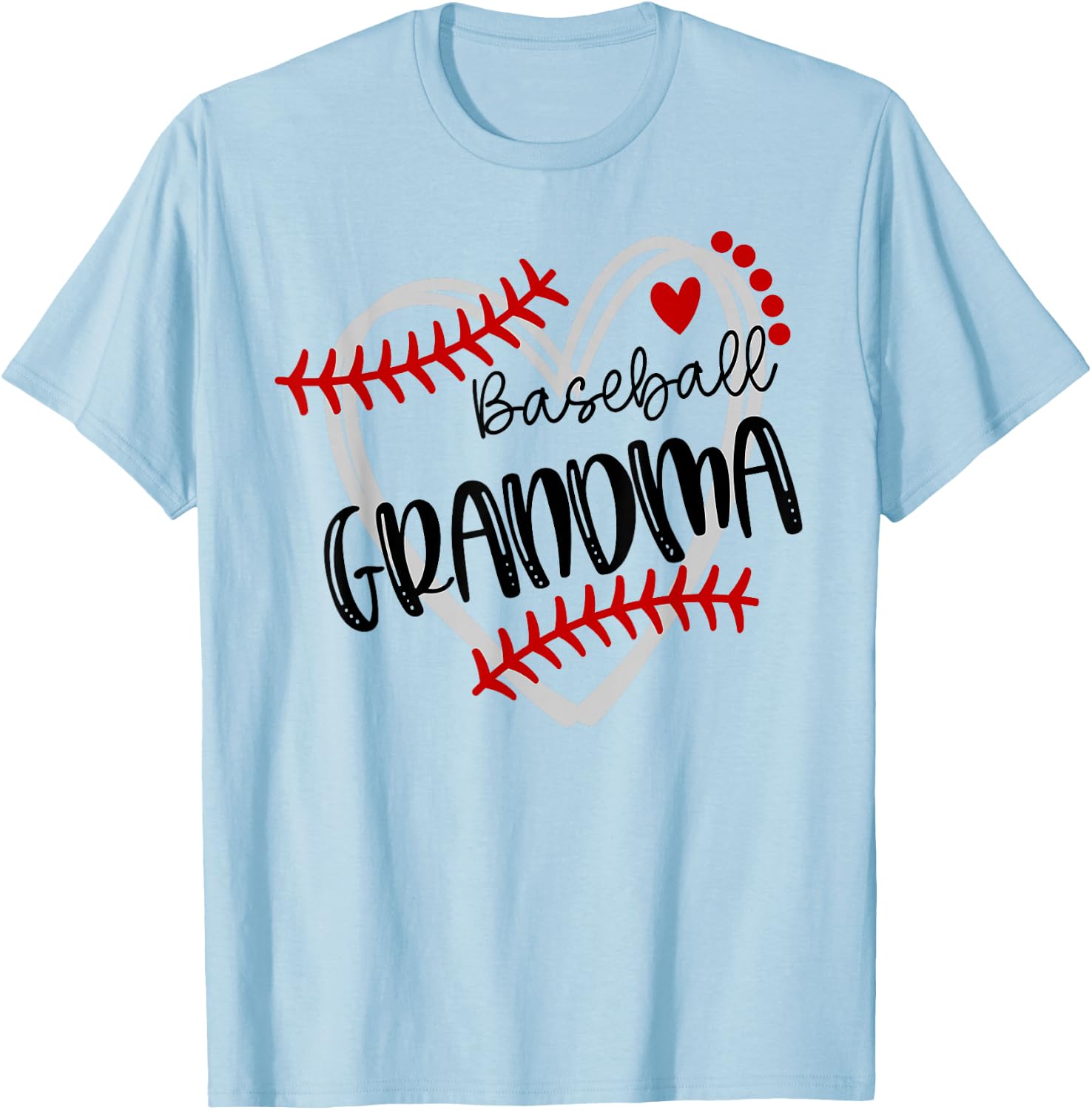 Personalized Baseball Heart Cute Grandma Women Baseball T-Shirt - T-Shirt | Light Blue