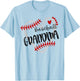 Personalized Baseball Heart Cute Grandma Women Baseball T-Shirt - T-Shirt | Light Blue