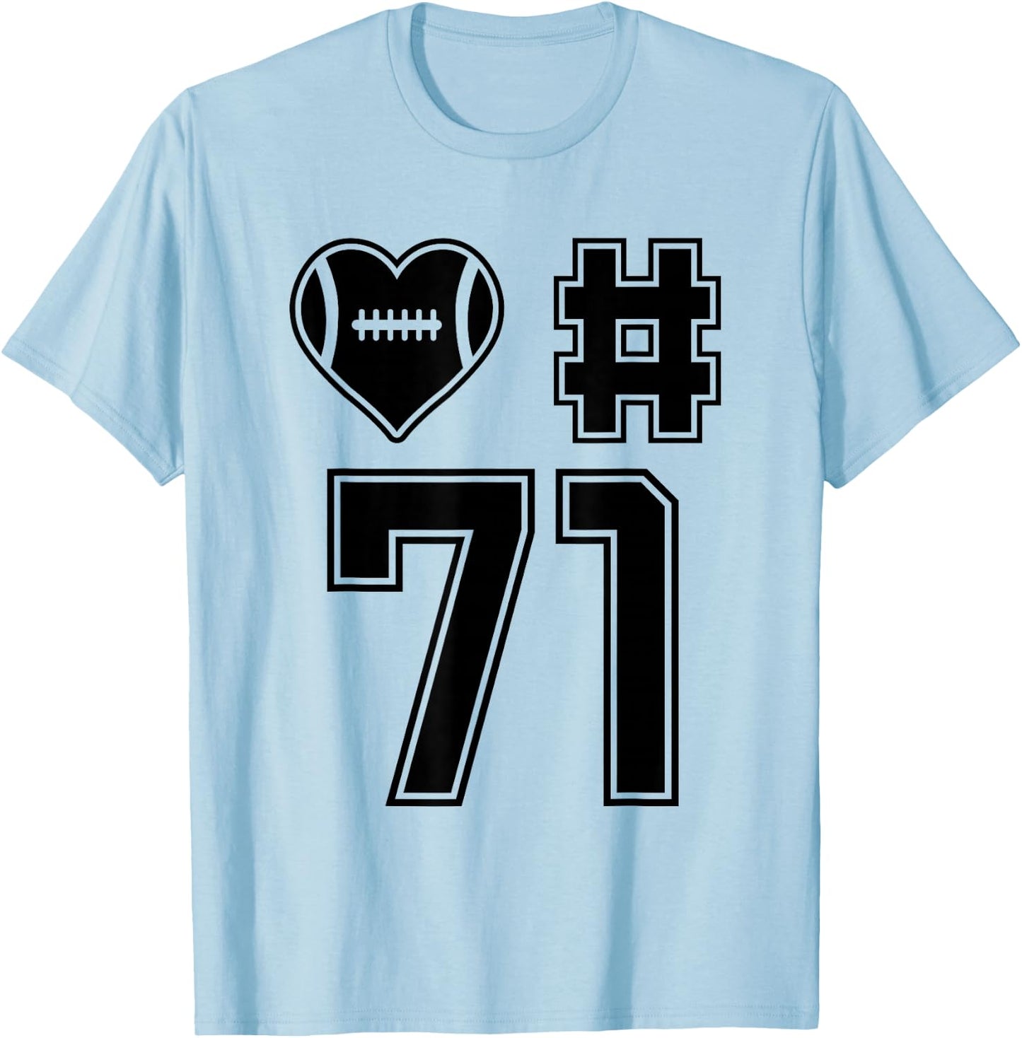 Love & Support Football Player Number 71 T-Shirt - T-Shirt | Light Blue