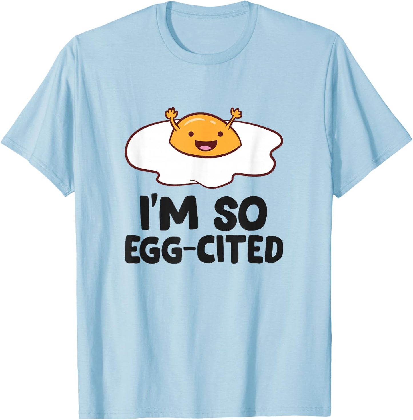 Funny Eggs I'm So Egg-Cited Funny Egg Puns Kids T-Shirt - T-Shirt | Light Blue