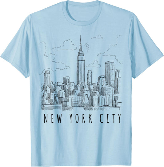 New York City Graphic - Novelty & Cool Designs T-Shirt - T-Shirt | Light Blue